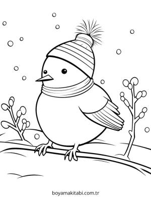 Kış Hayvanları boyama sayfası – PDF indir, sevimli karakter
