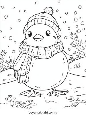 Kış Hayvanları boyama sayfası – basit çizim, kolay boyama