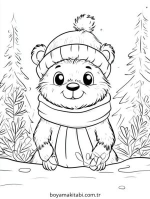 Kış Hayvanları boyama sayfası – boyama çalışması, yaratıcılığı geliştirir