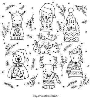 Kış Hayvanları boyama sayfası – ücretsiz yazdır, boyama etkinliği