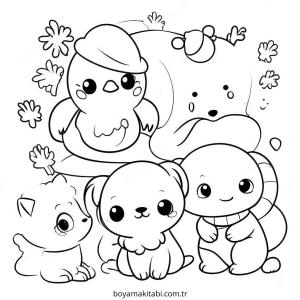 Kış Hayvanları boyama sayfası – boyama etkinliği, çocuk aktivitesi