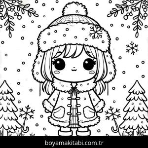 Kış Mevsimi boyama sayfası – PDF indir, sevimli karakter