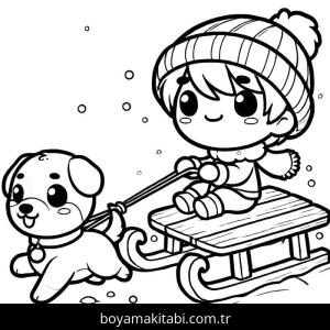 Kış Mevsimi boyama sayfası – PDF indir, sevimli karakter