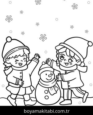 Kış Mevsimi boyama sayfası – çocuklar için, çizgi film temalı
