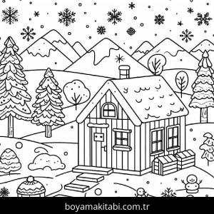 Kış Mevsimi boyama sayfası – boyama etkinliği, çocuk aktivitesi