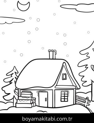 Kış Mevsimi boyama sayfası – okul öncesi, evde etkinlik