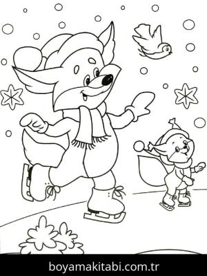 Kış Mevsimi boyama sayfası – çocuklar için, çizgi film temalı