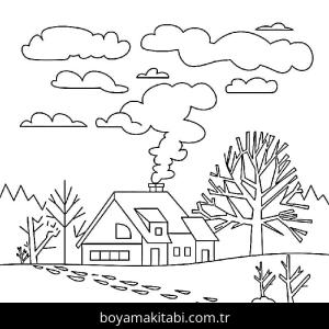 Kış Mevsimi boyama sayfası – el becerilerini geliştirir, boyama çalışması