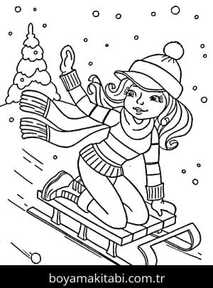 Kış Mevsimi boyama sayfası – keyifli zaman, renkli çizimler