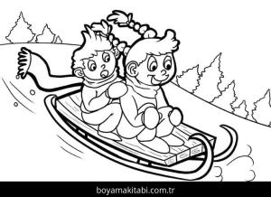 Kış Mevsimi boyama sayfası – çizgi film temalı, basit çizim