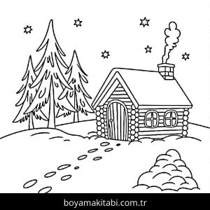 Kış Mevsimi boyama sayfası – sanatsal çalışma, çocuklar için