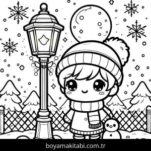 Kış Mevsimi boyama sayfası – kolay boyama, eğitici aktivite