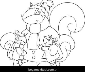 Kış Mevsimi boyama sayfası – renkli çizimler, okul öncesi