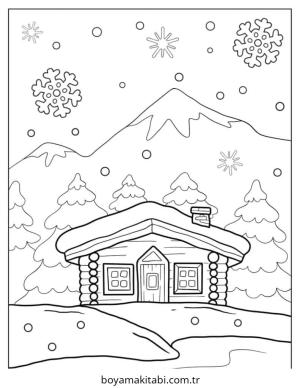 Kış boyama sayfası – çocuk aktivitesi, PDF indir