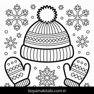Kış boyama sayfası – PDF indir, sevimli karakter