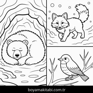 Kış boyama sayfası – okul öncesi, evde etkinlik