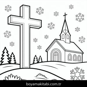 Kış boyama sayfası – boyama çalışması, yaratıcılığı geliştirir