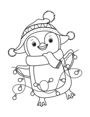 Kış boyama sayfası,  coloring page, Penguen Kışın, 