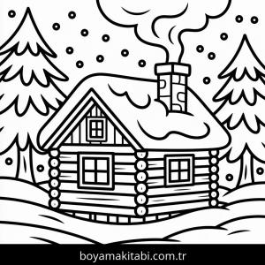 Kış boyama sayfası – PDF indir, sevimli karakter