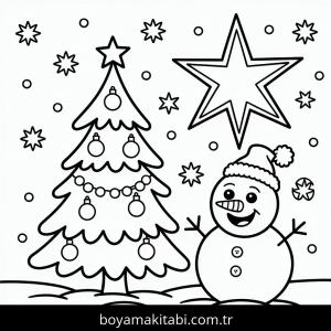 Kış boyama sayfası – basit çizim, kolay boyama