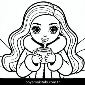 Kış boyama sayfası – basit çizim, kolay boyama