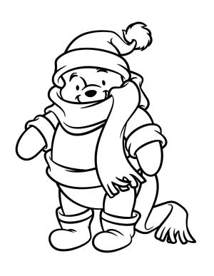 Kış boyama sayfası,  coloring page, Kışın Pooh Ayı, 