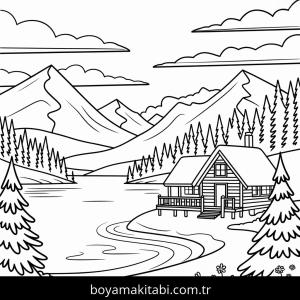 Kış boyama sayfası – keyifli zaman, renkli çizimler