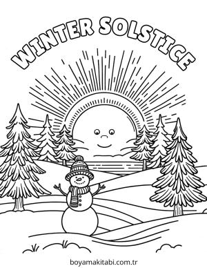 Kış boyama sayfası – sevimli karakter, sanatsal çalışma