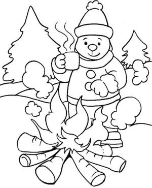 Kış boyama sayfası,  coloring page, Karikatür Kış, 