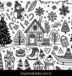 Kış boyama sayfası,  coloring page, , 