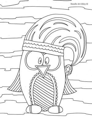 Kış boyama sayfası,  coloring page, Kışın Komik Penguen, 