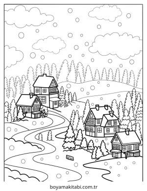 Kış boyama sayfası – ücretsiz yazdır, boyama etkinliği