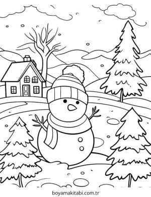 Kış boyama sayfası – yaratıcılık, eğlenceli etkinlik