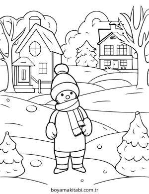 Kış boyama sayfası – yaratıcılığı geliştirir, keyifli zaman