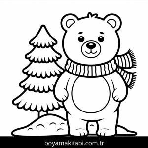 Kış boyama sayfası – sevimli karakter, sanatsal çalışma