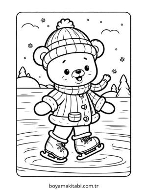 Kış boyama sayfası – el becerilerini geliştirir, boyama çalışması