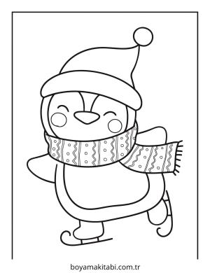 Kış boyama sayfası – PDF indir, sevimli karakter