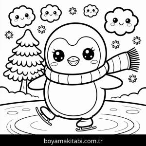 Kış boyama sayfası – sanatsal çalışma, çocuklar için