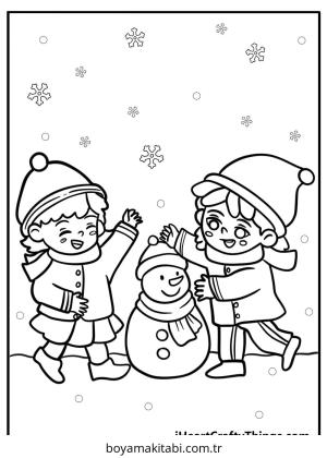 Kış boyama sayfası – sanatsal çalışma, çocuklar için