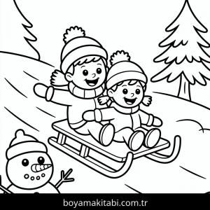 Kış boyama sayfası – sanatsal çalışma, çocuklar için