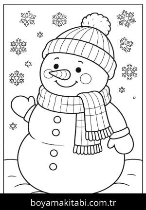 Kış boyama sayfası,  coloring page, karikatür, canlı, yuvarlak hatlı