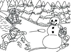 Kış boyama sayfası,  coloring page, Normal Kış, 