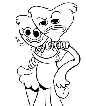 Kissy Missy boyama sayfası,  coloring page, Huggy Wuggy ile Kissy Missy’yi çizin, 