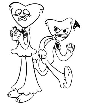 Kissy Missy boyama sayfası,  coloring page, Poppy’yi çizin Oyun zamanı Kissy Missy ve Huggy Wuggy, 