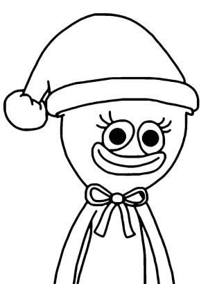 Kissy Missy boyama sayfası,  coloring page, Noel Şapkalı Kissy Missy’yi çizin, 