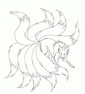 Kitsune boyama sayfası,  coloring page, Serin Kitsune, 