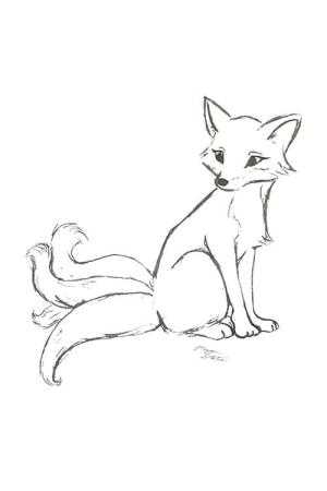 Kitsune boyama sayfası,  coloring page, Çizim Kitsune Oturma, 