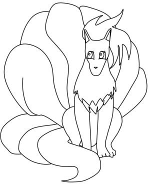 Kitsune boyama sayfası,  coloring page, Kitsune Oturma, 