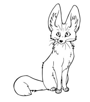 Kitsune boyama sayfası,  coloring page, Sevimli Kitsune Oturan, 