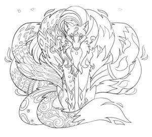 Kitsune boyama sayfası,  coloring page, Yazdırılabilir Kitsune, 